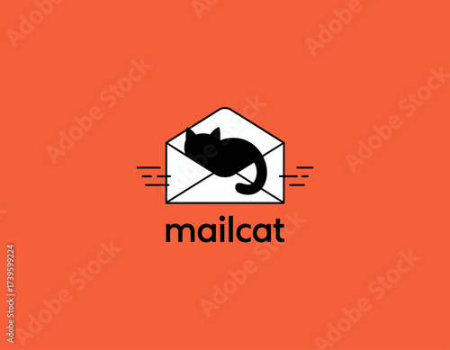 This charming image features a cat playfully positioned inside an envelope, indicating a delightful delivery service. Perfect for businesses in mail or pet-related fields.