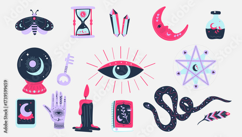 15 Esoteric Illustration Vector Set – Mystical Symbols, Spiritual Graphics, Astrology, Alchemy, Tarot, Magic, Editable