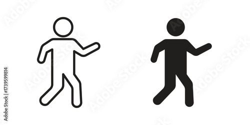 Pedestrian icon flat black and white logo