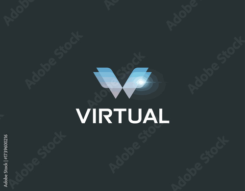 This image illustrates a dynamic logo for 'Virtual', utilizing a modern and clean design that reflects the essence of virtual connectivity and cutting-edge technology.