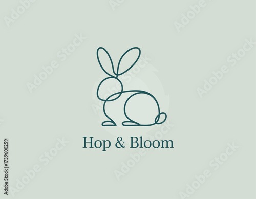 This logo captures a minimalist rabbit design, embodying themes of growth and playfulness. Perfect for branding related to nature, gardening, or children's products.