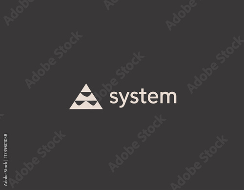 This modern logo features an abstract pyramid design, symbolizing structure and unity, ideal for a tech or corporate branding application in today's digital landscape.