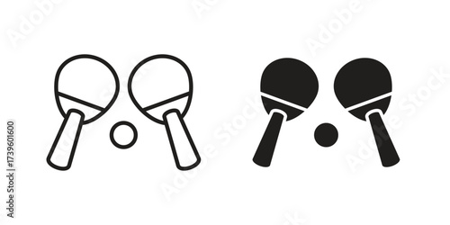 Ping pong icon flat black and white logo