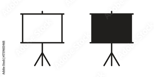 Presentation screen icon flat black and white logo