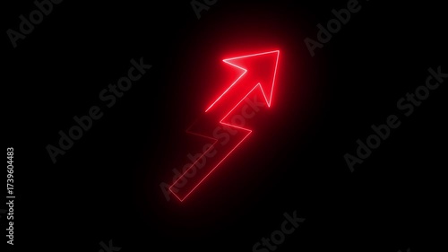 Red Neon Lightning Bolt Arrow Ascending Upward Motion Graphic Abstract Background Energy Power Speed Concept