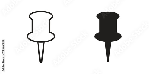 Push pin icon flat black and white logo