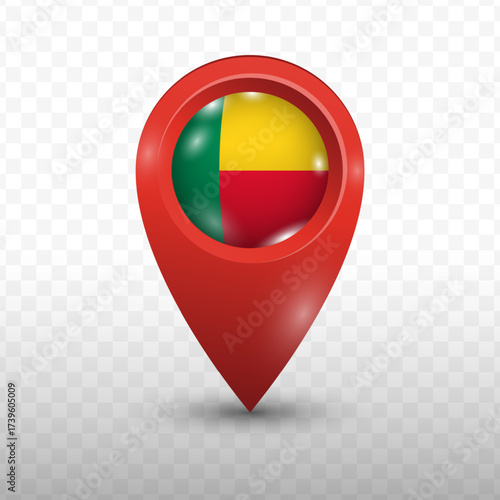 Free Download Location Flag of Benin with red color and transparent background, Vector Illustration. - GFXLoad