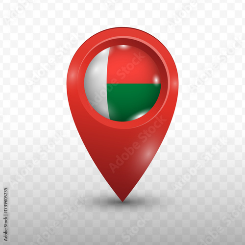 Free Download Location Flag of Madagascar with red color and transparent background, Vector Illustration. - GFXLoad