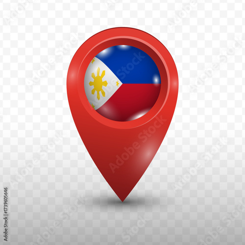 Free Download Location Flag of Philippines with red color and transparent background, Vector Illustration. - GFXLoad