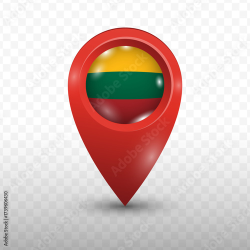 Free Download Location Flag of Lithuania with red color and transparent background, Vector Illustration. - GFXLoad