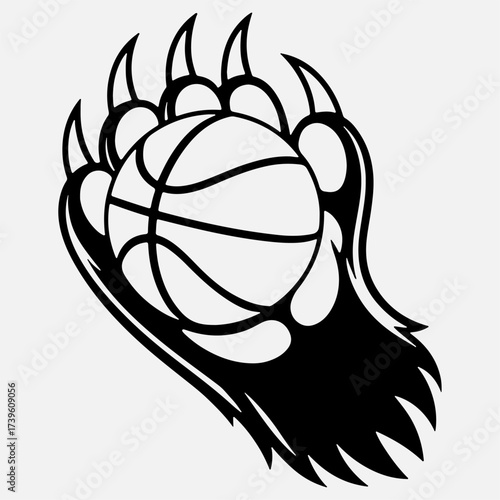 bear claw holding basketball ball illustration