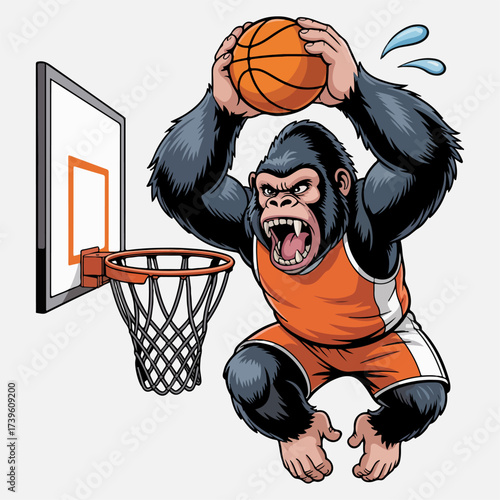 gorilla basketball player illustration