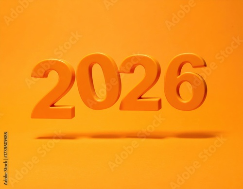 Bold orange numbers 2026 are softly floating in a bright orange studio setting, highlighting a promising new year ahead.