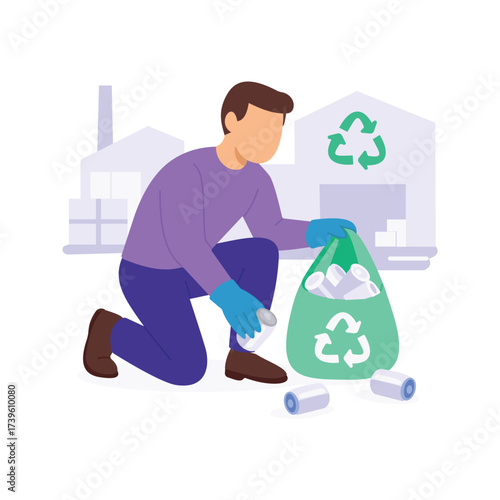 Collecting Cans, Gathering empty cans for recycling