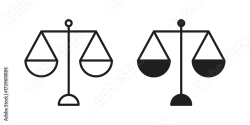 Scales of justice icon flat black and white logo