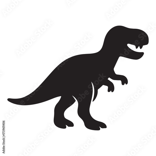 Tyrannosaurus rex dinosaur vector silhouette illustration of wild animal isolated on white background.