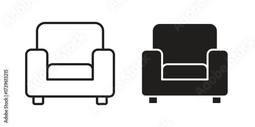 Sofa icon flat black and white logo