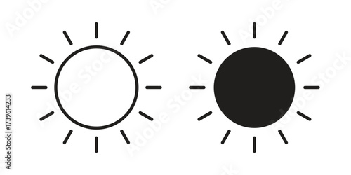 Sun icon flat black and white logo