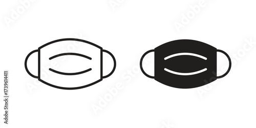 Surgical mask icon flat black and white logo