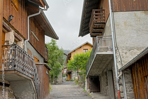 Mountain village in the mountains in la Vanoise national park, Savoie, France 