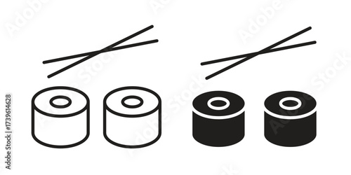 Sushi icon flat black and white logo