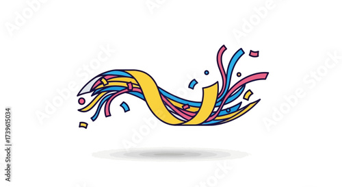Festive ribbon display with dynamic colors and modern design conveying celebration