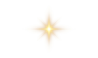 Digital star PNG burst with golden light and glowing sun rays, bright flare and sparkle overlay on transparent background.