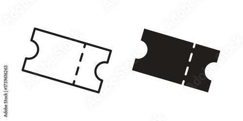 Ticket stub icon flat black and white logo