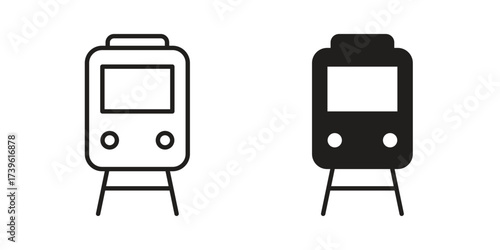 Train icon flat black and white logo