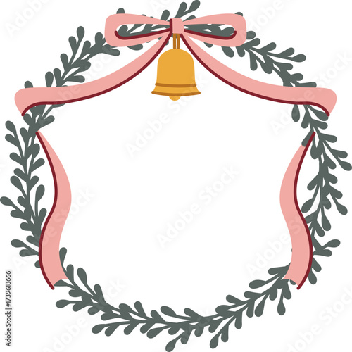 Christmas Wreath with Ribbon and Bell