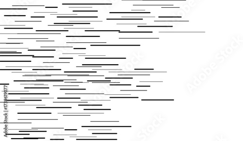 Horizontal speed lines for comic books. Black and white vector background