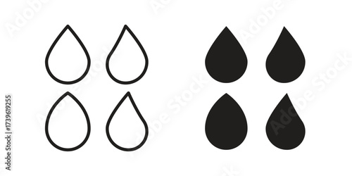 Water drop shape icon flat black and white logo