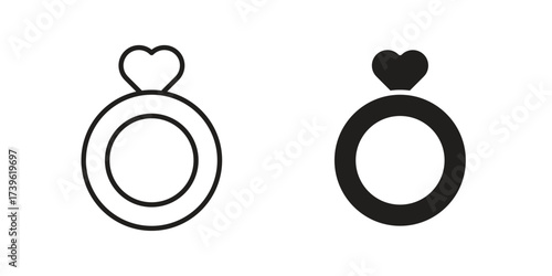 Wedding ring icon flat black and white logo