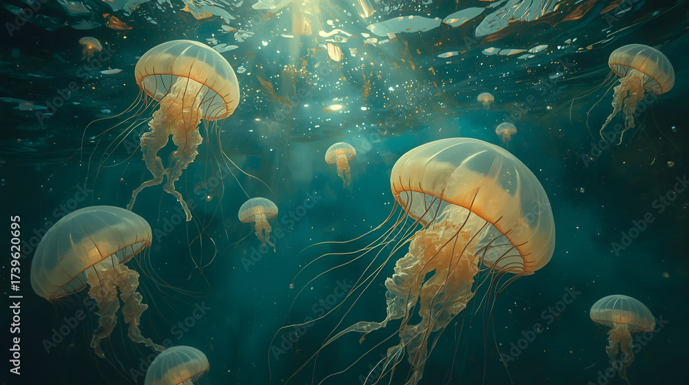 Naklejka premium jelly fish in the aquarium