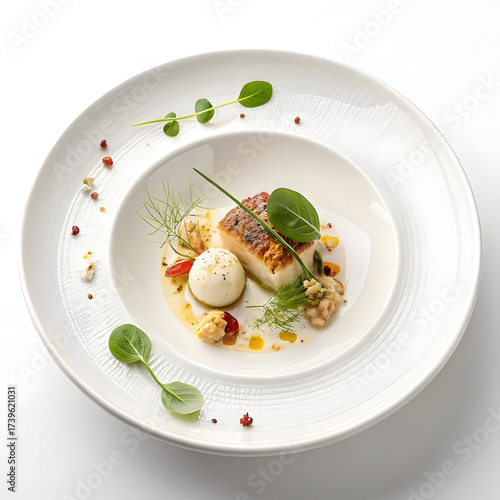 minimal white ceramic plate with luxury fine dinin