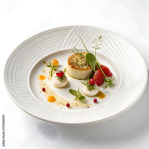 minimal white ceramic plate with luxury fine dinin