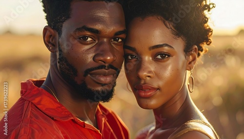 Portrait of a Loving African American Couple Embracing Each Other Outdoors