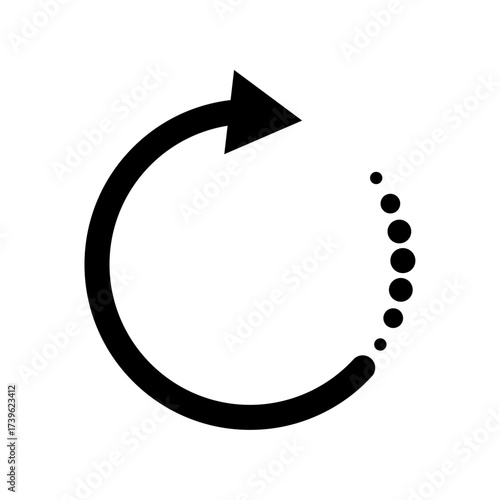 Circular rotate with dotted arrow icon