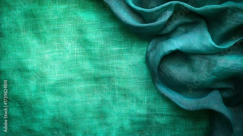 Elegant Teal and Green Fabric Texture Drape Background