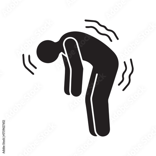Shaking Stick Figure Icon, Trembling Person Symbolizing Sickness, Weakness, Fear, and Dizziness.
