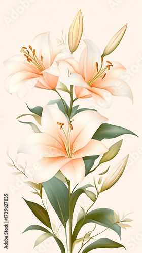 Serene Lily Bloom: A Botanical Digital Painting