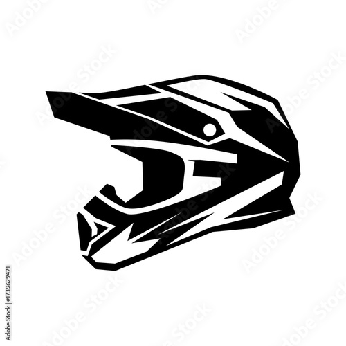 Supermoto Motocross helmet logo design template emblem badge.	
