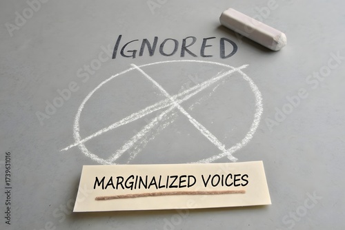 An ignored circle and marginalized voices written on gray background