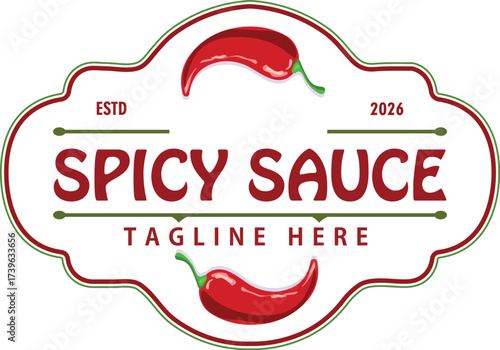 Spicy red chili sauce logo design, chili and fire concept, for sauce products, spicy food, sauce labels, natural spicy food brands and more.