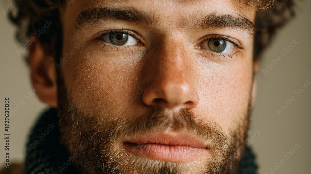 Obraz premium Man with blue eyes and beard.