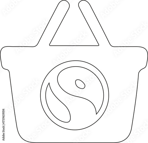 Fair trade shopping basket icon symbol outline.