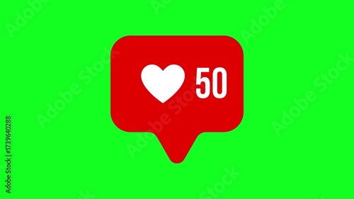 Like Notification Animate On Green Screen Background