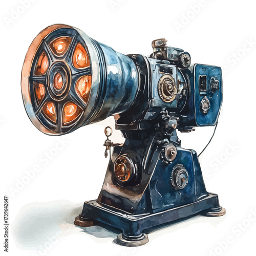 Projector, watercolor painting vector, isolated on a white background.