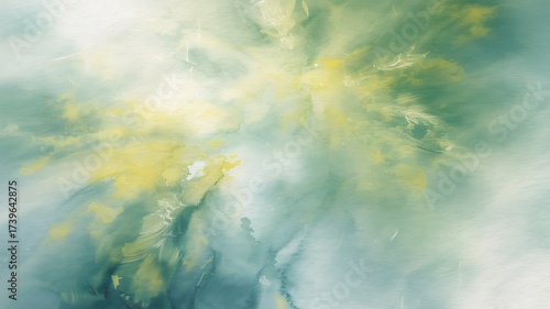 Vibrant Green and Yellow Watercolor Splash Abstract Background