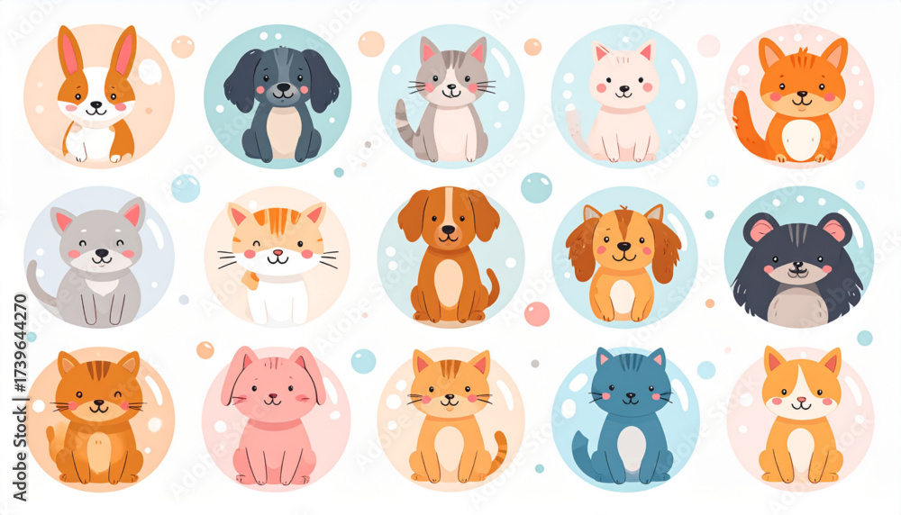 Obraz premium Friendly 3D Bubble Animals